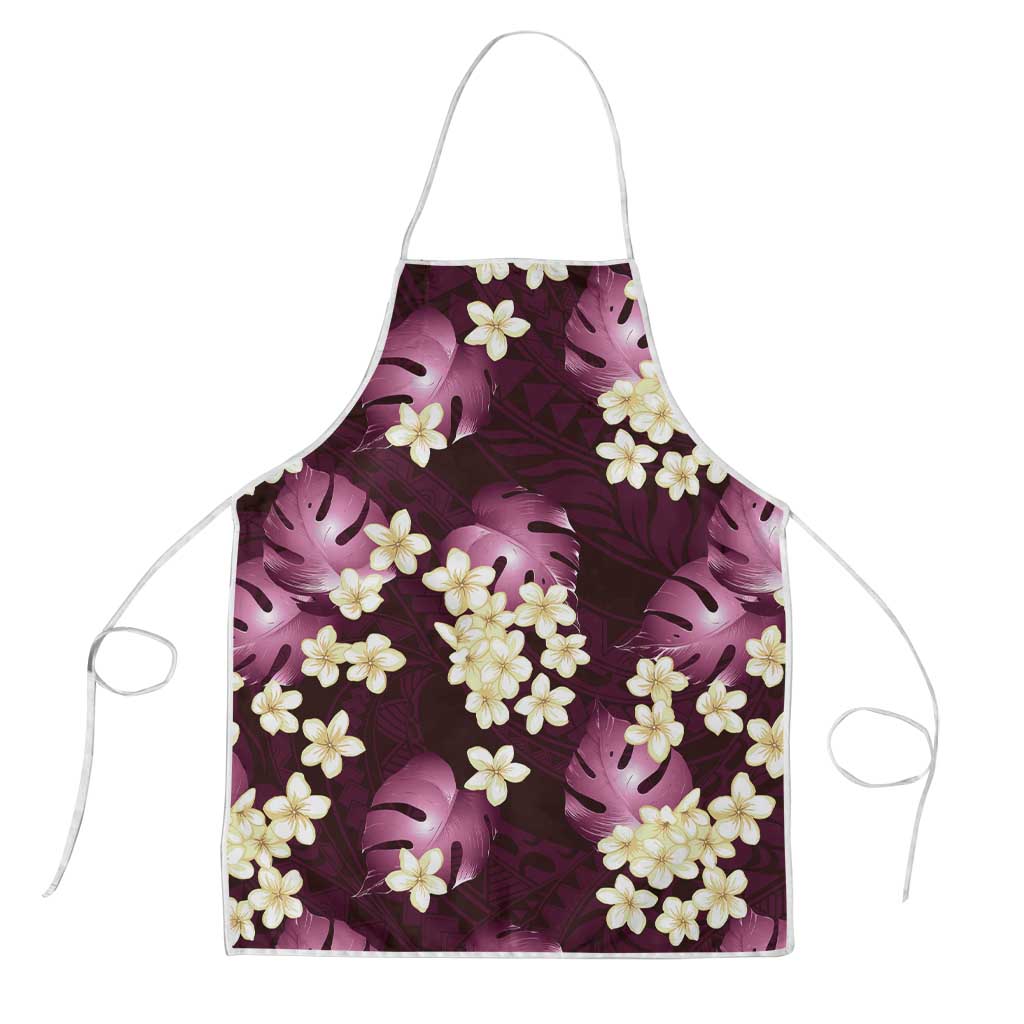 Pink Tropical Hawaii Apron Seamless Monstera Plumeria Hawaiian Pattern - Polynesian Pride