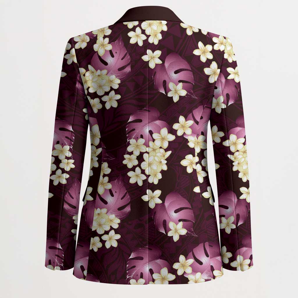 Pink Tropical Hawaii Blazer Seamless Monstera Plumeria Hawaiian Pattern - Polynesian Pride