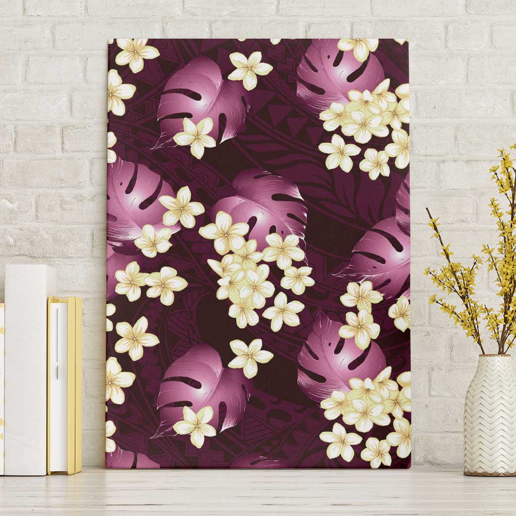Pink Tropical Hawaii Canvas Wall Art Seamless Monstera Plumeria Hawaiian Pattern - Polynesian Pride
