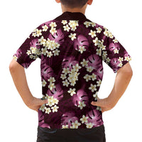 Pink Tropical Hawaii Family Matching Long Sleeve Bodycon Dress and Hawaiian Shirt Seamless Monstera Plumeria Hawaiian Pattern LT14 - Polynesian Pride