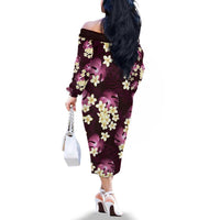 Pink Tropical Hawaii Family Matching Off The Shoulder Long Sleeve Dress and Hawaiian Shirt Seamless Monstera Plumeria Hawaiian Pattern LT14 - Polynesian Pride