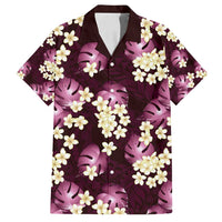 Pink Tropical Hawaii Family Matching Summer Maxi Dress and Hawaiian Shirt Seamless Monstera Plumeria Hawaiian Pattern LT14 Dad's Shirt - Short Sleeve Pink - Polynesian Pride