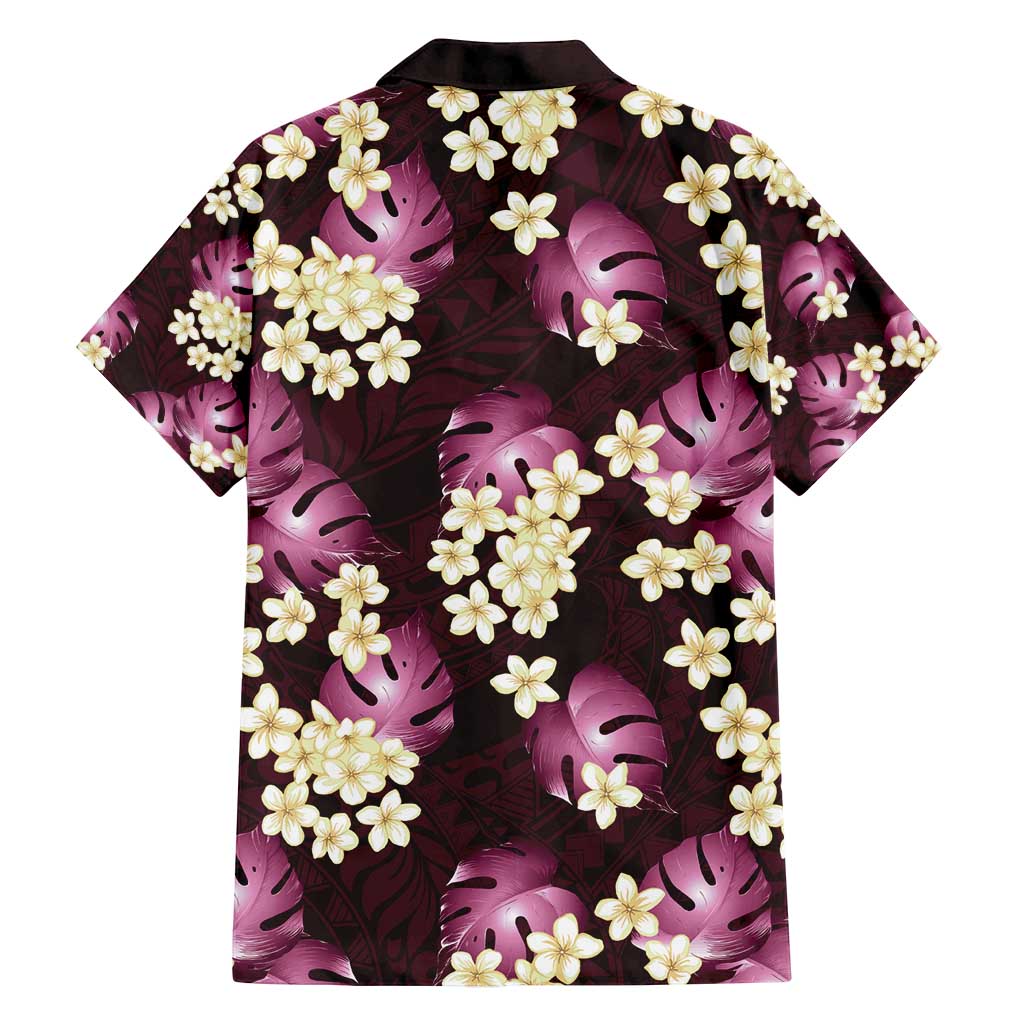 Pink Tropical Hawaii Family Matching Summer Maxi Dress and Hawaiian Shirt Seamless Monstera Plumeria Hawaiian Pattern LT14 - Polynesian Pride
