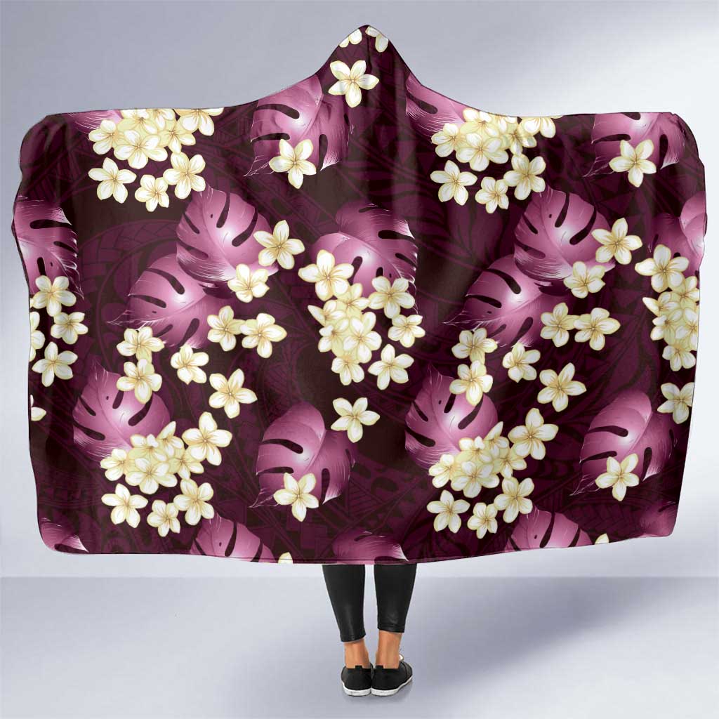 Pink Tropical Hawaii Hooded Blanket Seamless Monstera Plumeria Hawaiian Pattern - Polynesian Pride