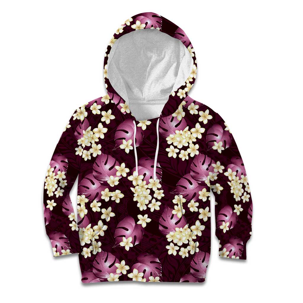 Pink Tropical Hawaii Kid Hoodie Seamless Monstera Plumeria Hawaiian Pattern LT14 Hoodie Pink - Polynesian Pride