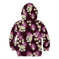 Pink Tropical Hawaii Kid Hoodie Seamless Monstera Plumeria Hawaiian Pattern LT14 - Polynesian Pride
