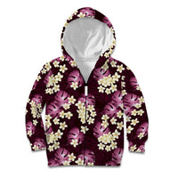 Pink Tropical Hawaii Kid Hoodie Seamless Monstera Plumeria Hawaiian Pattern LT14 Zip Hoodie Pink - Polynesian Pride