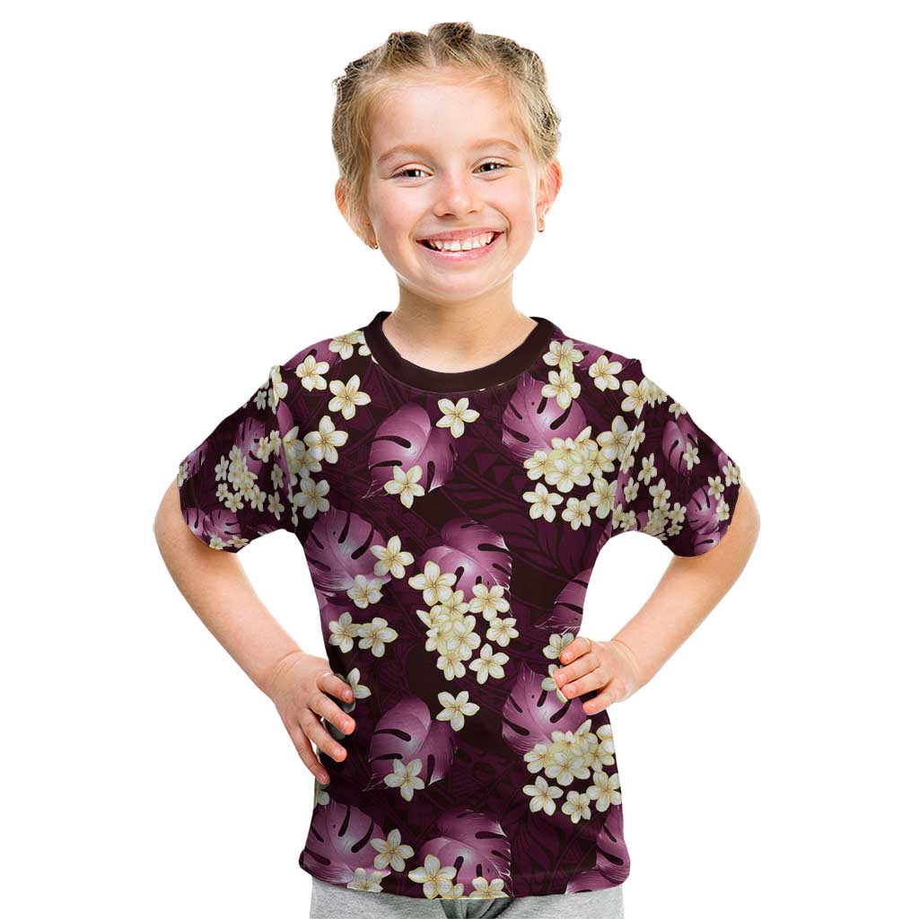 Pink Tropical Hawaii Kid T Shirt Seamless Monstera Plumeria Hawaiian Pattern LT14 Pink - Polynesian Pride