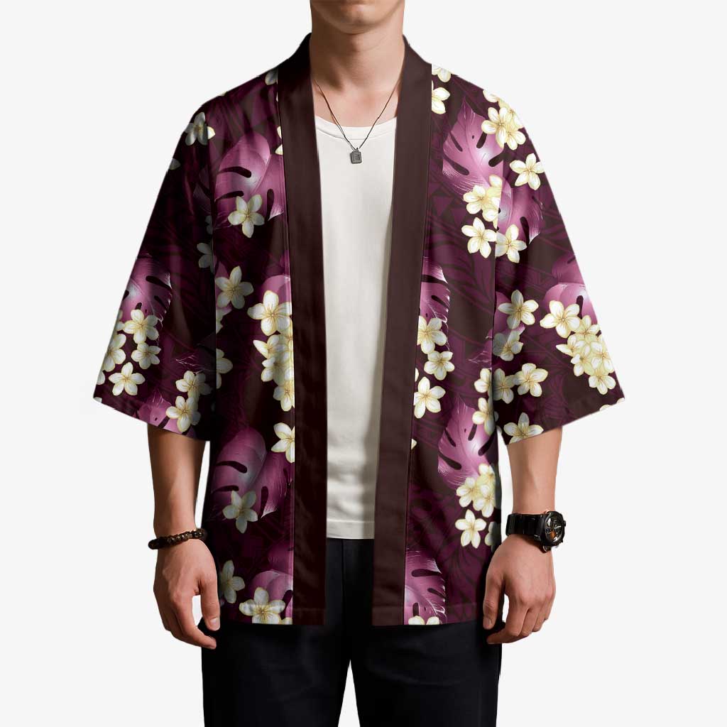 Pink Tropical Hawaii Kimono Seamless Monstera Plumeria Hawaiian Pattern - Polynesian Pride
