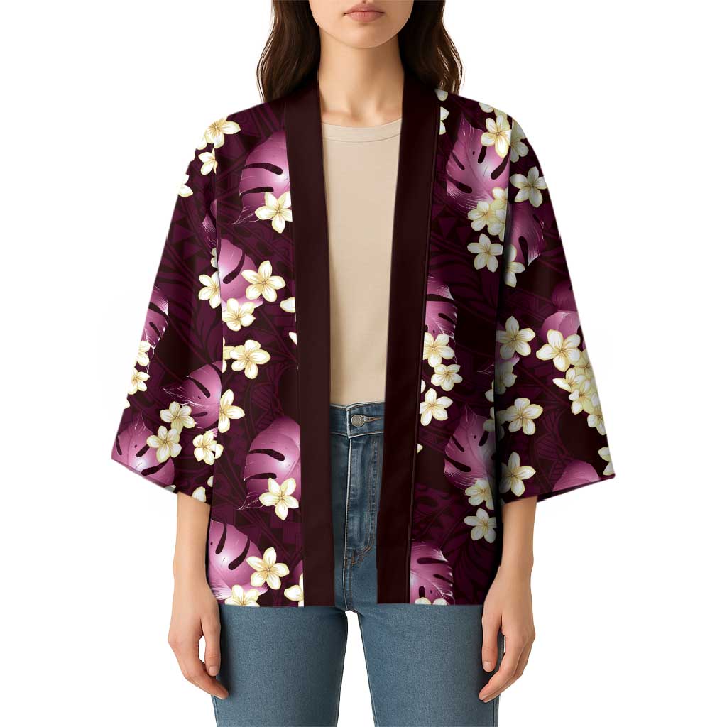 Pink Tropical Hawaii Kimono Seamless Monstera Plumeria Hawaiian Pattern - Polynesian Pride