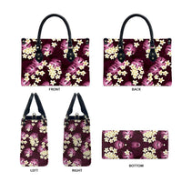 Pink Tropical Hawaii Leather Bag Seamless Monstera Plumeria Hawaiian Pattern - Polynesian Pride