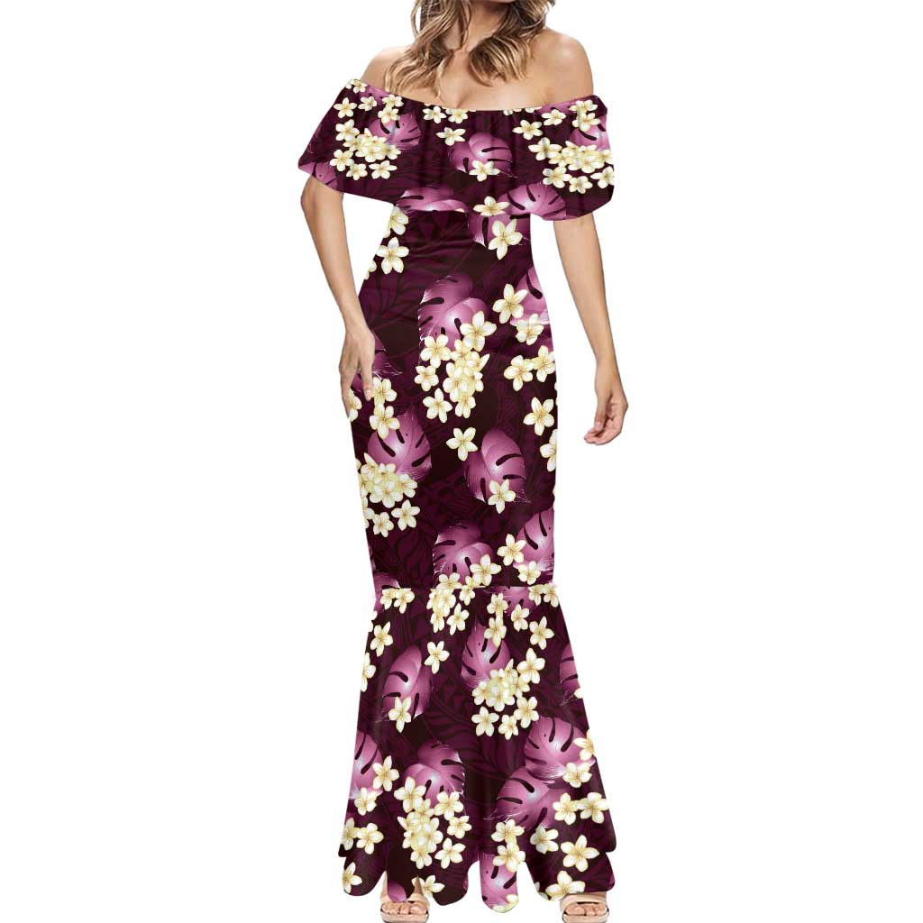 Pink Tropical Hawaii Mermaid Dress Seamless Monstera Plumeria Hawaiian Pattern LT14 - Polynesian Pride