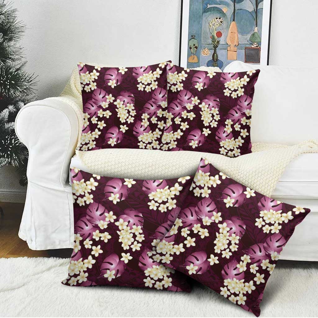 Pink Tropical Hawaii Pillow Cover Seamless Monstera Plumeria Hawaiian Pattern - Polynesian Pride