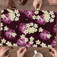 Pink Tropical Hawaii Puzzle Seamless Monstera Plumeria Hawaiian Pattern - Polynesian Pride