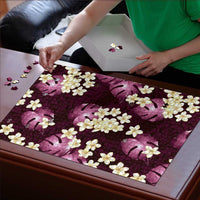 Pink Tropical Hawaii Puzzle Seamless Monstera Plumeria Hawaiian Pattern - Polynesian Pride