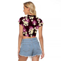 Pink Tropical Hawaii Raglan Cropped T Shirt Seamless Monstera Plumeria Hawaiian Pattern LT14 - Polynesian Pride