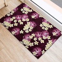 Pink Tropical Hawaii Rubber Doormat Seamless Monstera Plumeria Hawaiian Pattern - Polynesian Pride