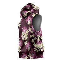 Pink Tropical Hawaii Sleeveless Hoodie Seamless Monstera Plumeria Hawaiian Pattern - Polynesian Pride