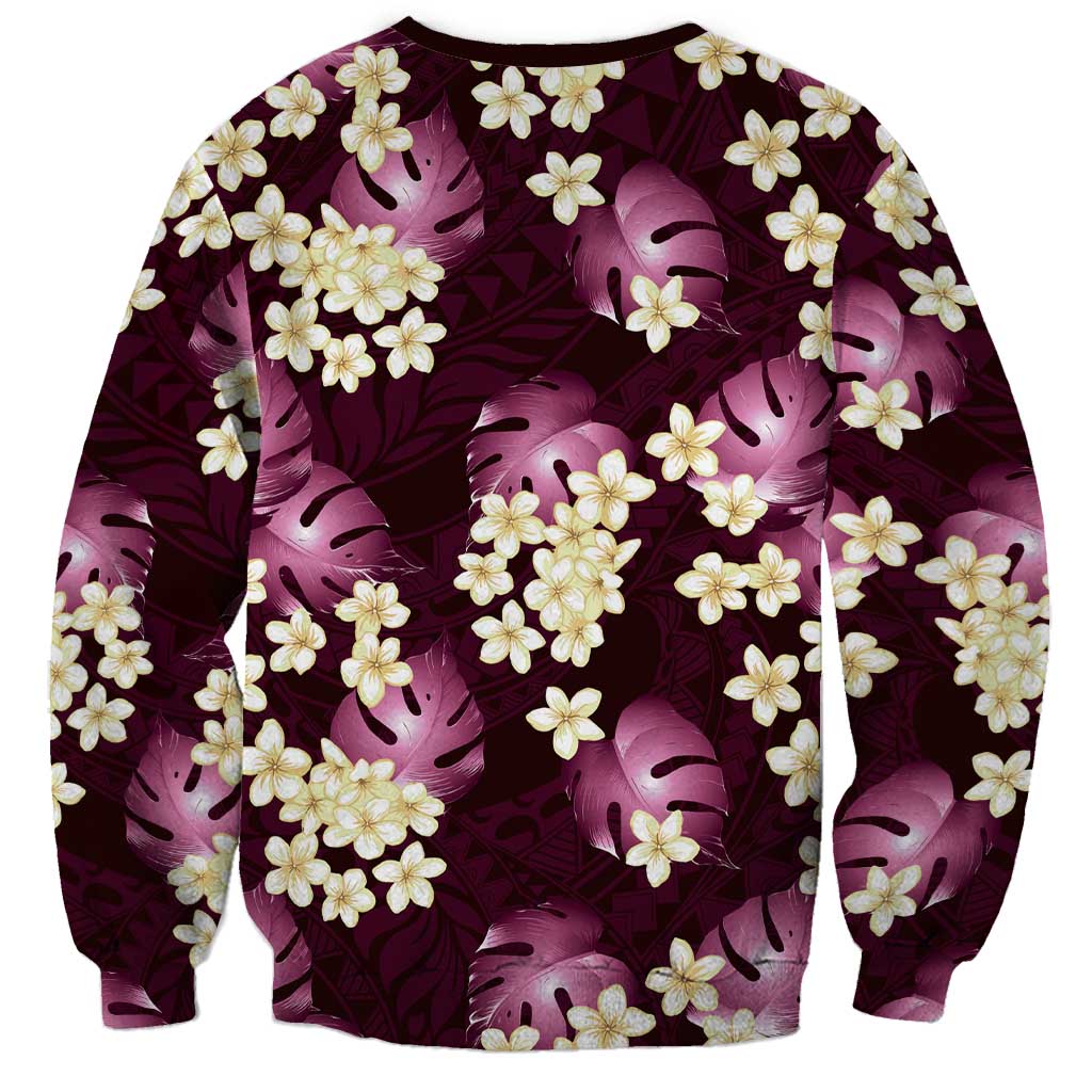 Pink Tropical Hawaii Sweatshirt Seamless Monstera Plumeria Hawaiian Pattern - Polynesian Pride