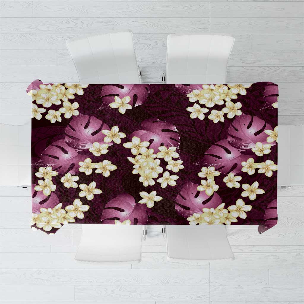 Pink Tropical Hawaii Tablecloth Seamless Monstera Plumeria Hawaiian Pattern - Polynesian Pride