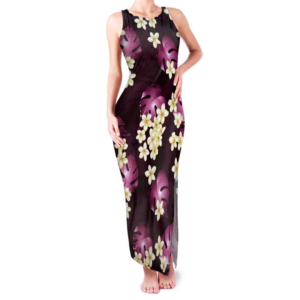 Pink Tropical Hawaii Tank Maxi Dress Seamless Monstera Plumeria Hawaiian Pattern LT14 Women Pink - Polynesian Pride