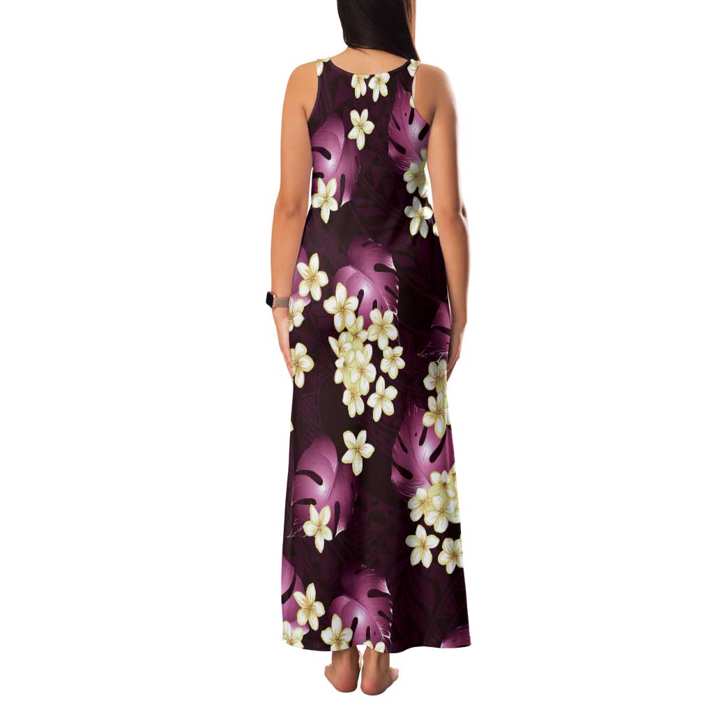 Pink Tropical Hawaii Tank Maxi Dress Seamless Monstera Plumeria Hawaiian Pattern LT14 - Polynesian Pride