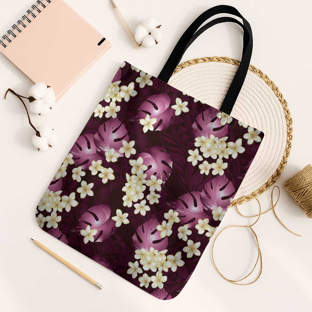 Pink Tropical Hawaii Tote Bag Seamless Monstera Plumeria Hawaiian Pattern - Polynesian Pride