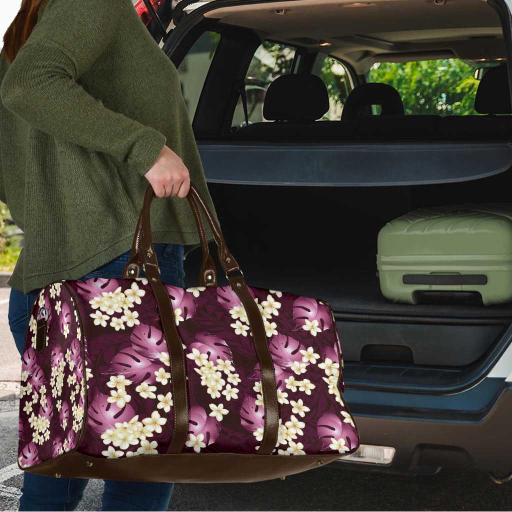Pink Tropical Hawaii Travel Bag Seamless Monstera Plumeria Hawaiian Pattern - Polynesian Pride