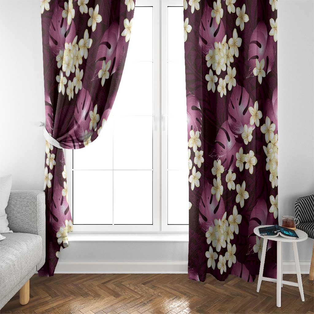 Pink Tropical Hawaii Window Curtain Seamless Monstera Plumeria Hawaiian Pattern - Polynesian Pride