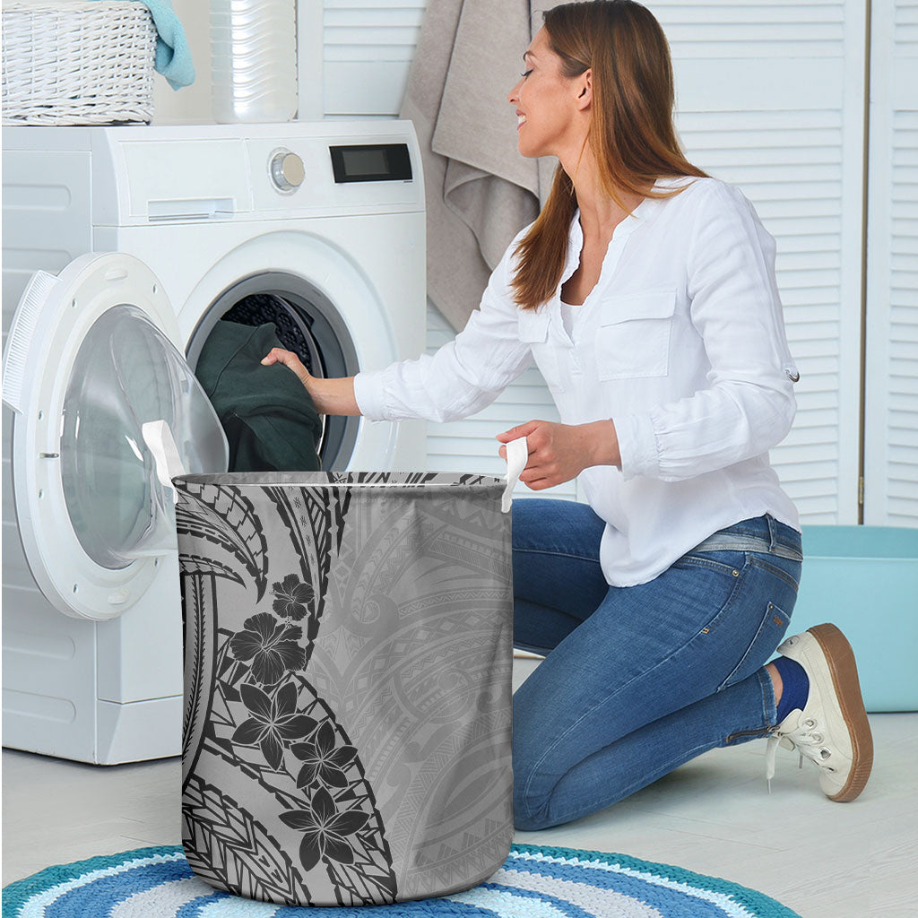 Black Gray Polynesia Tropical Flowers Laundry Basket LT14 - Polynesian Pride