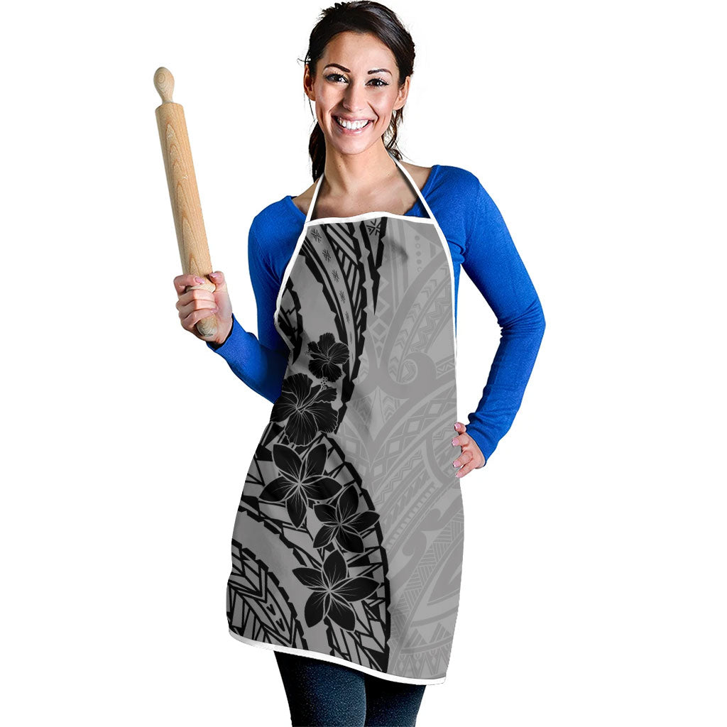 Black Gray Polynesia Tropical Flowers Apron LT14 - Polynesian Pride