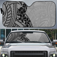 Black Gray Polynesia Tropical Flowers Auto Sun Shade LT14 Gray - Polynesian Pride