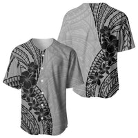 Black Gray Polynesia Tropical Flowers Baseball Jersey LT14 - Polynesian Pride