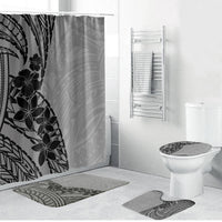 Black Gray Polynesia Tropical Flowers Bathroom Set LT14 Bathroom Set (4 pcs) Gray - Polynesian Pride