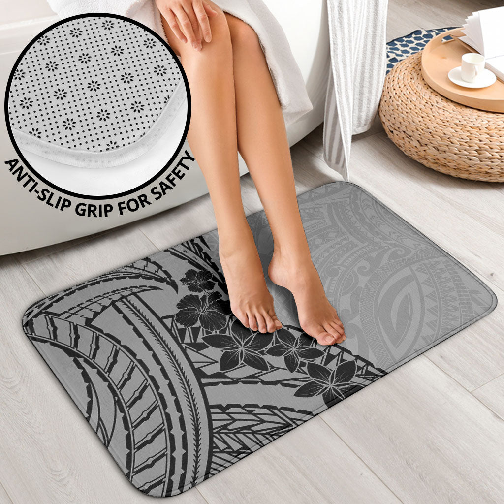 Black Gray Polynesia Tropical Flowers Bathroom Set LT14 - Polynesian Pride