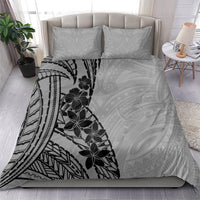 Black Gray Polynesia Tropical Flowers Bedding Set