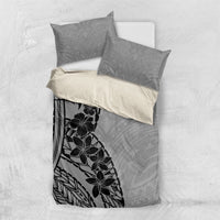 Black Gray Polynesia Tropical Flowers Bedding Set