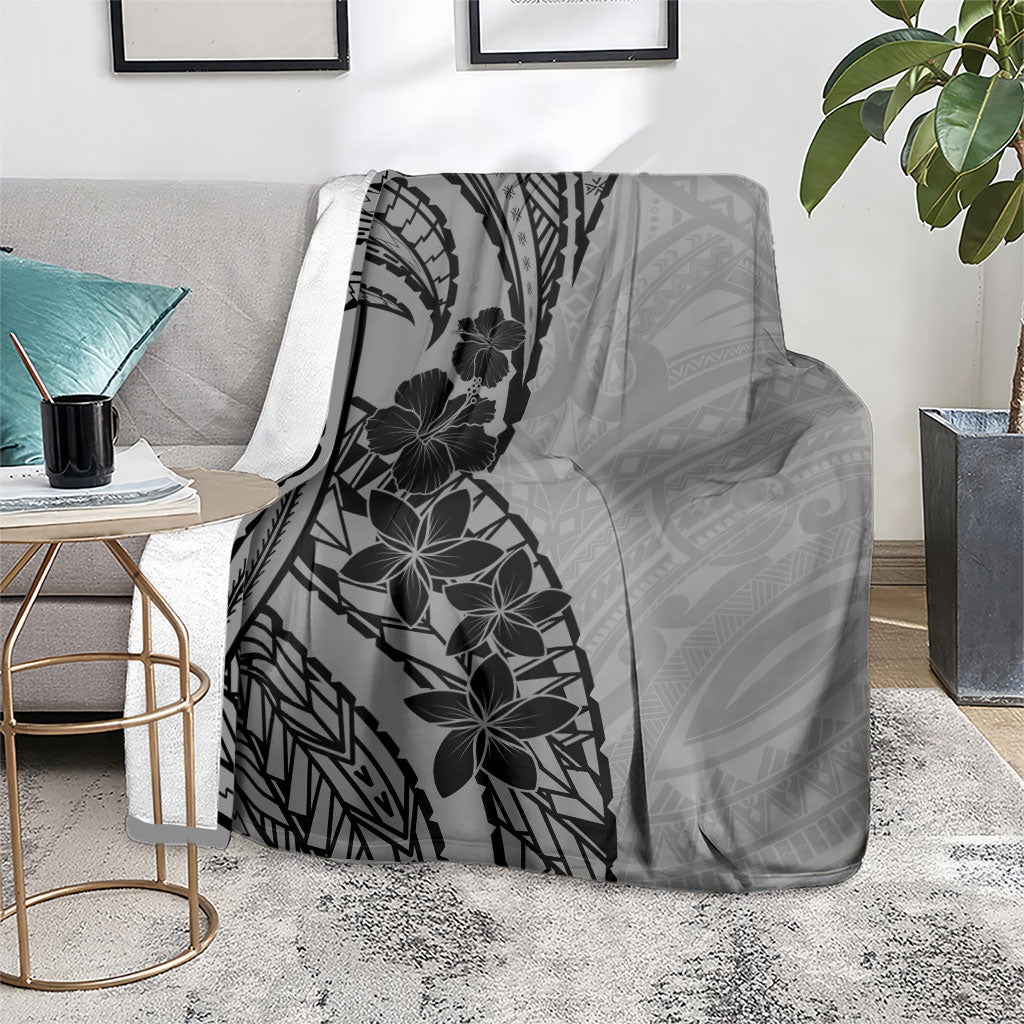 Black Gray Polynesia Tropical Flowers Blanket LT14 - Polynesian Pride