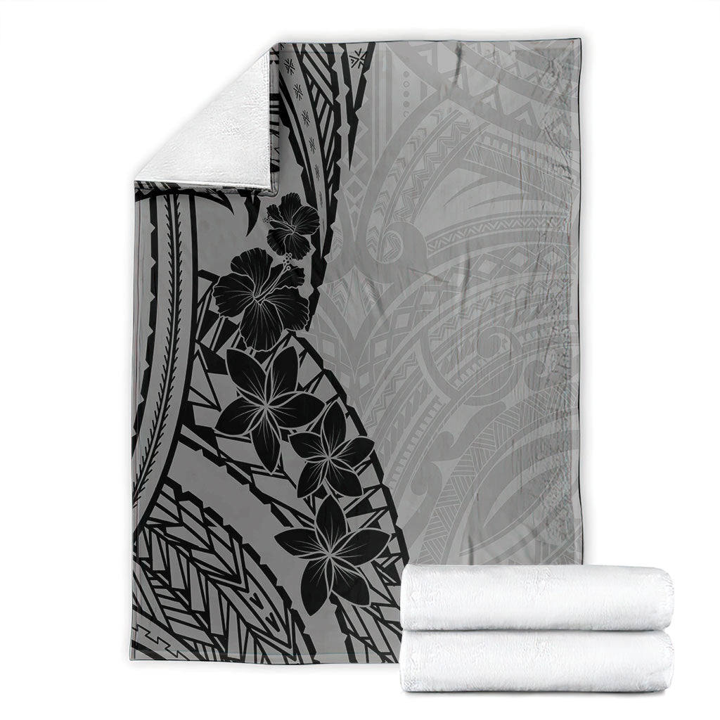 Black Gray Polynesia Tropical Flowers Blanket LT14 - Polynesian Pride