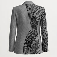 Black Gray Polynesia Tropical Flowers Blazer LT14 - Polynesian Pride