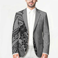 Black Gray Polynesia Tropical Flowers Blazer LT14 - Polynesian Pride