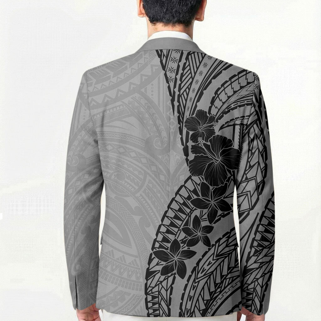 Black Gray Polynesia Tropical Flowers Blazer LT14 - Polynesian Pride