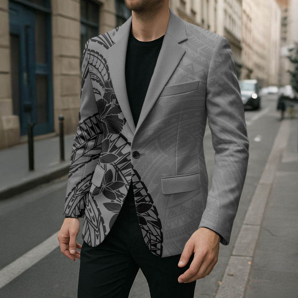 Black Gray Polynesia Tropical Flowers Blazer LT14 - Polynesian Pride