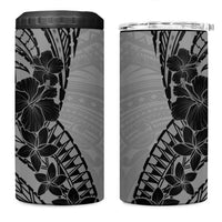 Black Gray Polynesia Tropical Flowers 4 in 1 Can Cooler Tumbler LT14 One Size: 16 oz Gray - Polynesian Pride