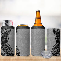 Black Gray Polynesia Tropical Flowers 4 in 1 Can Cooler Tumbler LT14 - Polynesian Pride