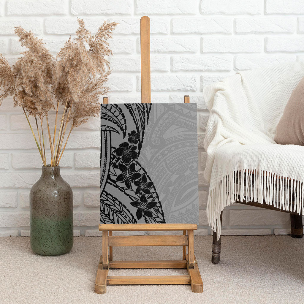 Black Gray Polynesia Tropical Flowers Canvas Wall Art LT14 - Polynesian Pride