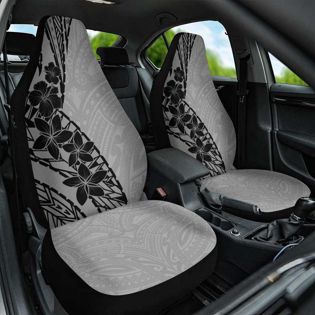 Black Gray Polynesia Tropical Flowers Car Seat Cover LT14 One Size Gray - Polynesian Pride