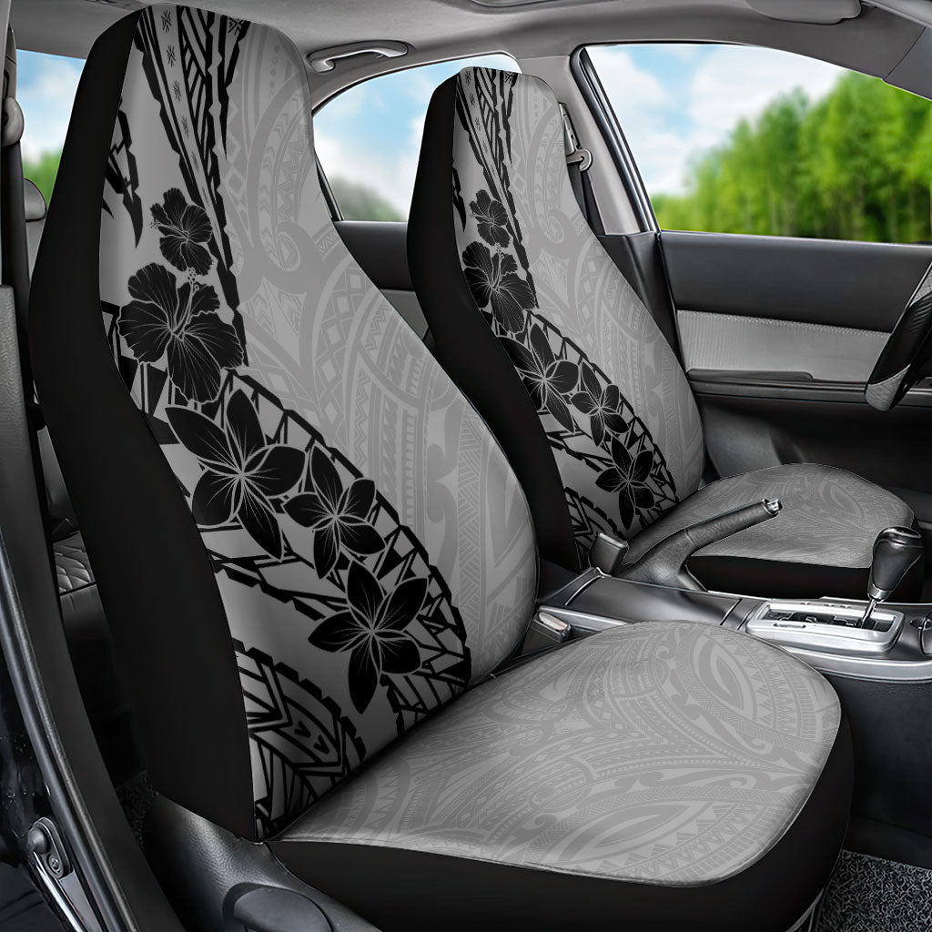 Black Gray Polynesia Tropical Flowers Car Seat Cover LT14 - Polynesian Pride
