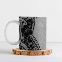 Black Gray Polynesia Tropical Flowers Ceramic Mug LT14 Gray - Polynesian Pride