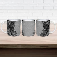 Black Gray Polynesia Tropical Flowers Ceramic Mug LT14 - Polynesian Pride